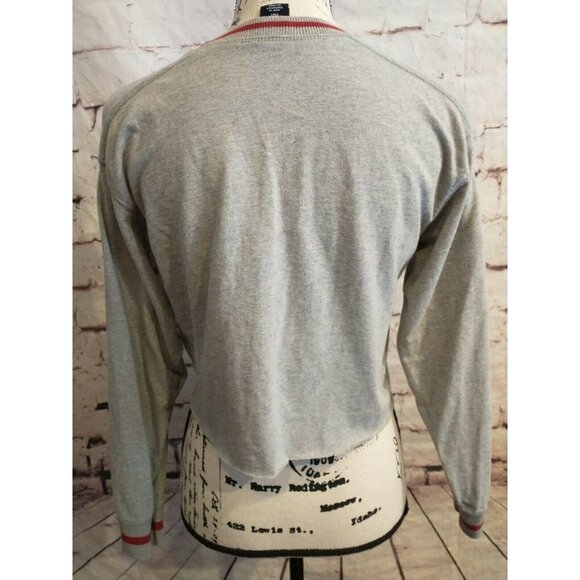 Vtg GAP Womens Size Small embroidered LOGO  Long Sleeve Tee Crop T-Shirt Gray - Picture 3 of 5